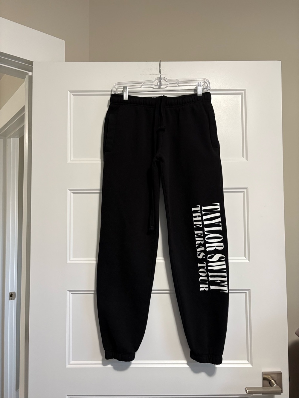 Taylor Swift Black & White The Eras Tour Flocked Logo Sweatpants